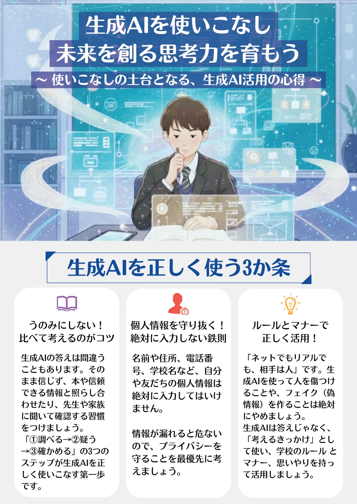 生成AIを使いこなし未来を創る思考力を育もう〜使いこなしの土台となる、生成AI活用の心得〜